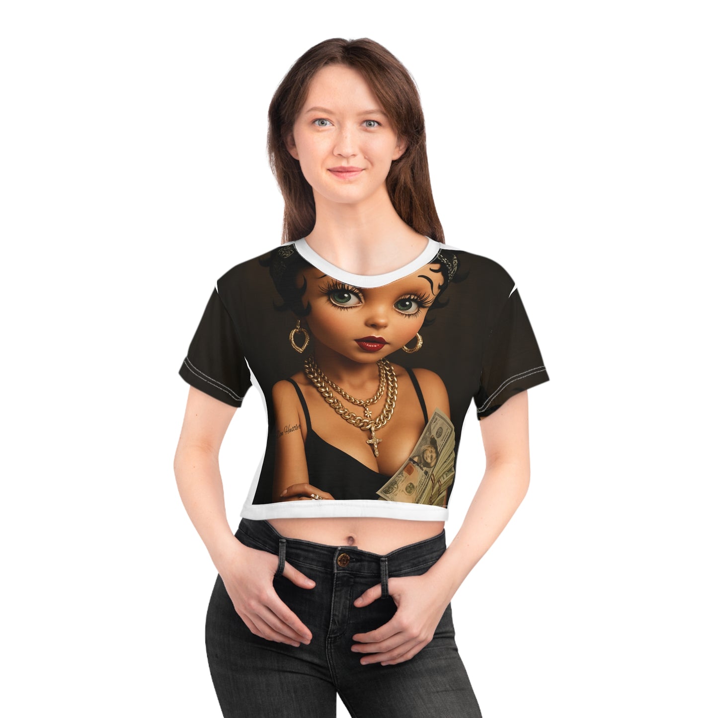 Don Hustler Cartoon Crop Tee - T-Shirt for Fashion Lovers, Perfect for Summer Festivals, Casual Outfits, Gift for Her