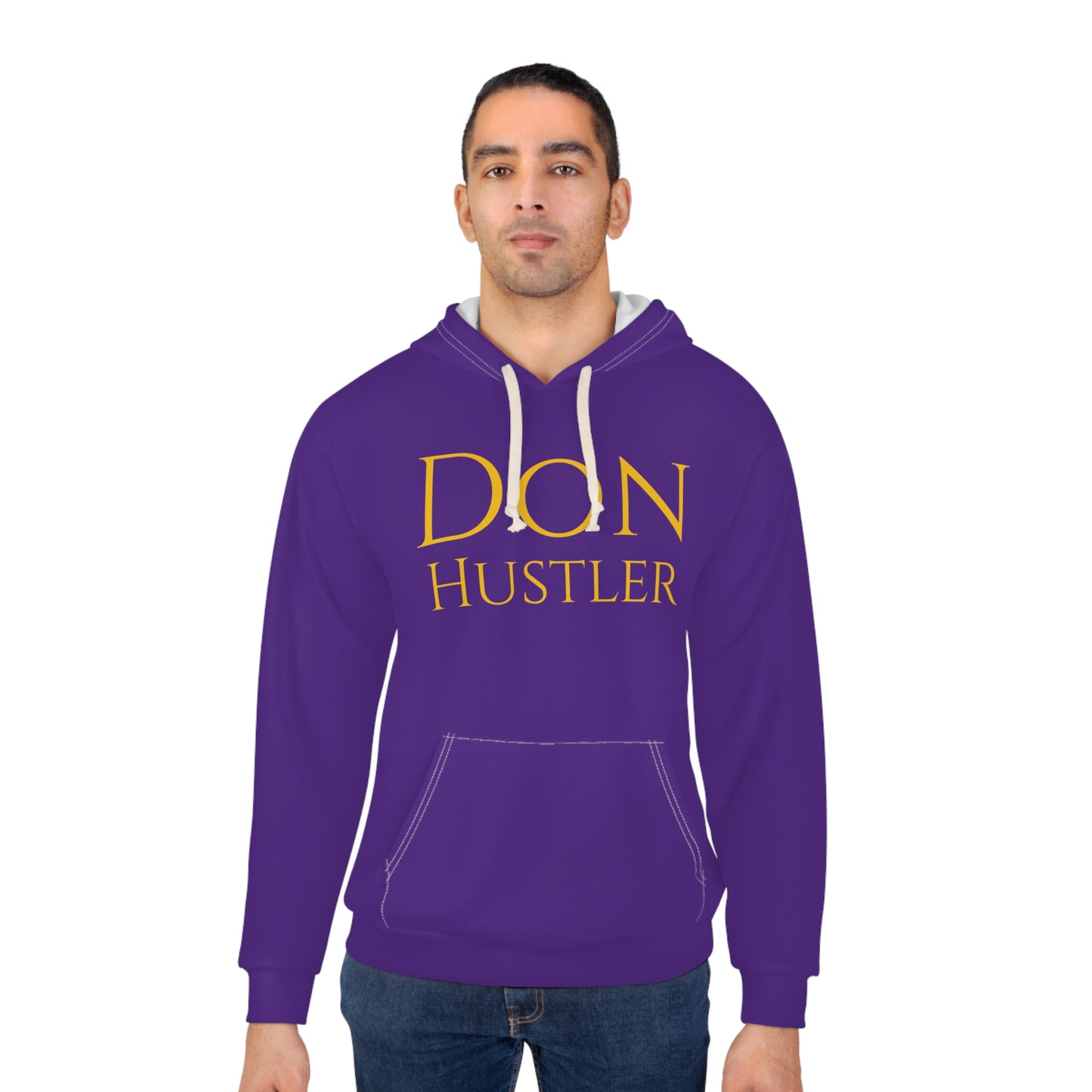 Don Hustler Purple Panther Spirit Hoodie - Cheers for Teams, Unisex Casual Wear, Game Day Outfit, School Spirit, Offbeat Gift