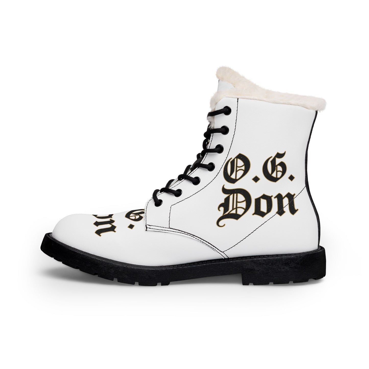 Fur-Lined Leather Boots — "O.G. Don" Gothic Script Men’s Winter Boot