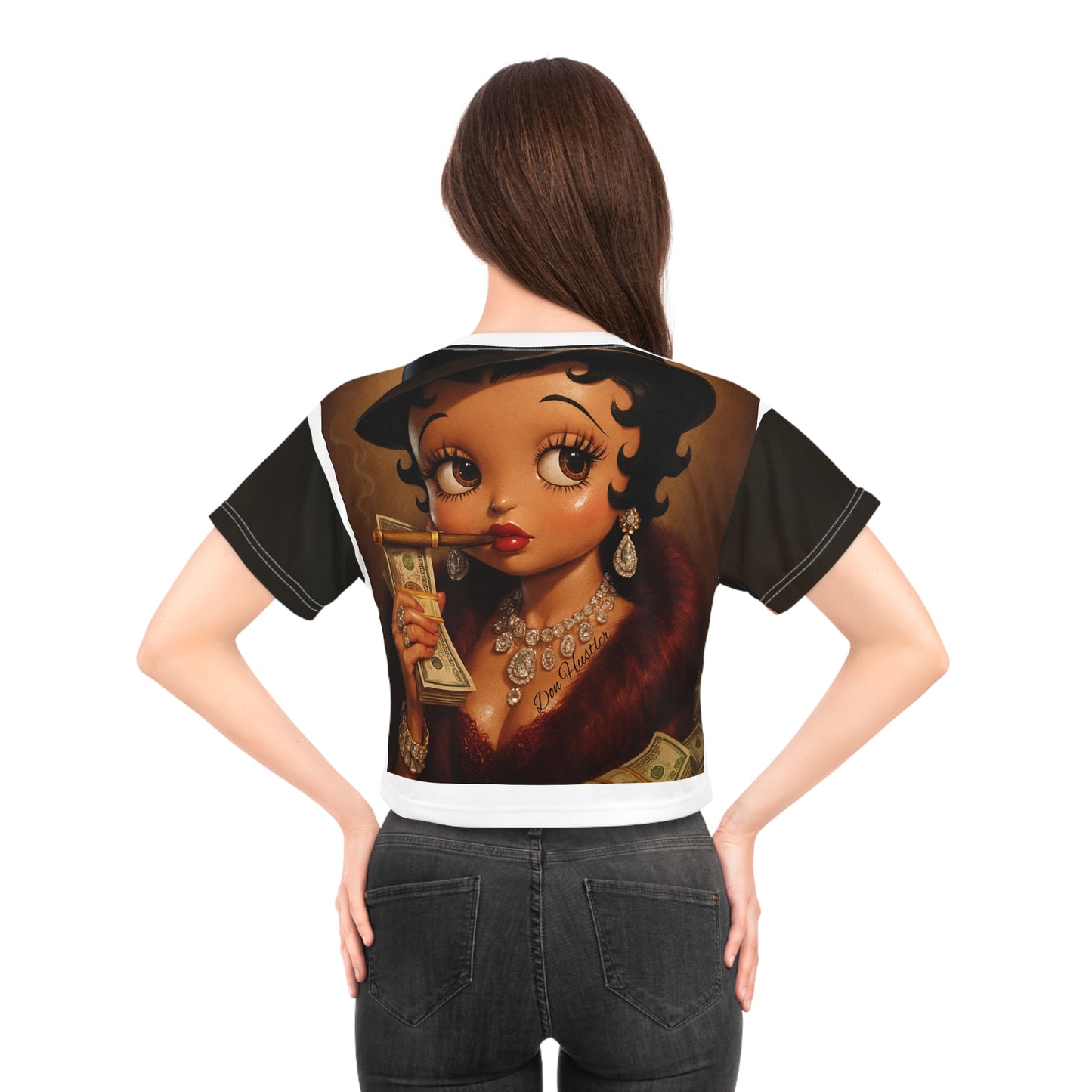 Don Hustler Cartoon Crop Tee - T-Shirt for Fashion Lovers, Perfect for Summer Festivals, Casual Outfits, Gift for Her