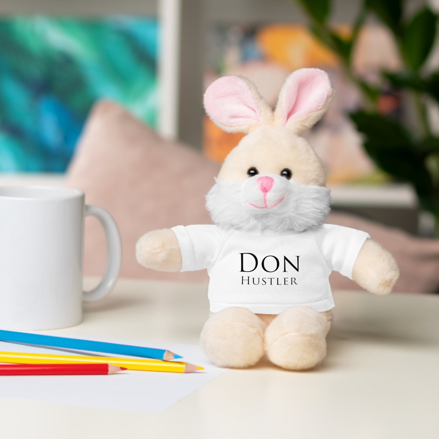 Don Hustler Stuffed Animal with Tee, Custom Teddy Bear Gift, Cute Plush Toy for Kids, Unique Birthday Present, Huggable Keepsake