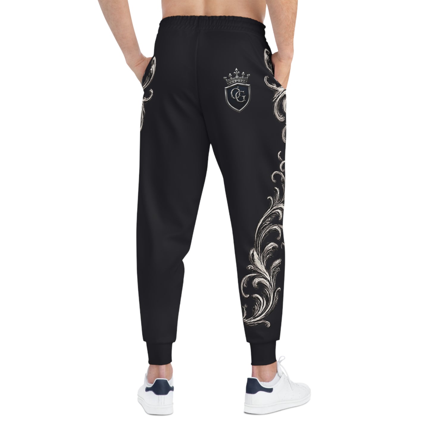 O.G. Don Davis Crest Joggers — Athletic Sweatpants with Ornate Scroll Design