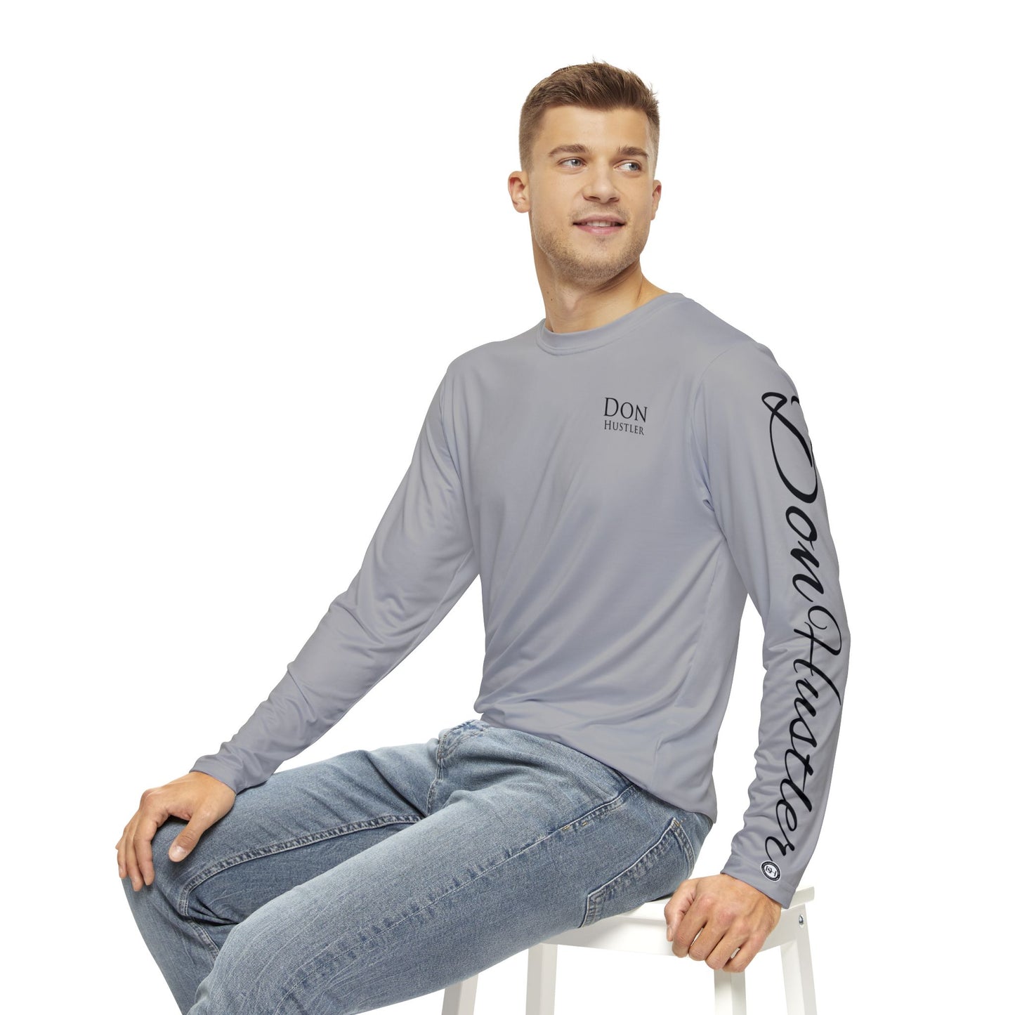 Don Hustler Men's Long Sleeve- Urban Fashion, Outdoor Style, Casual Wear, Gift for Him, Travel Enthusiast