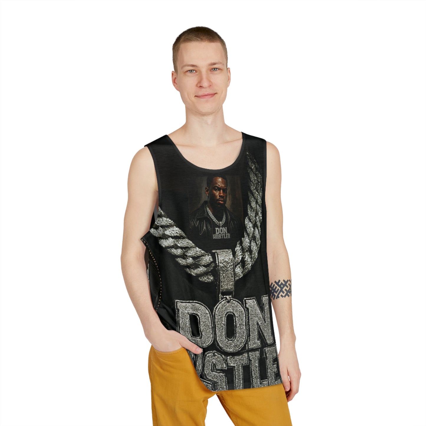 Don Hustler Men's Tank Top, Cool Graphic Tank, Summer Fashion, Festival Wear, Gift for Him, Street Style Outfit