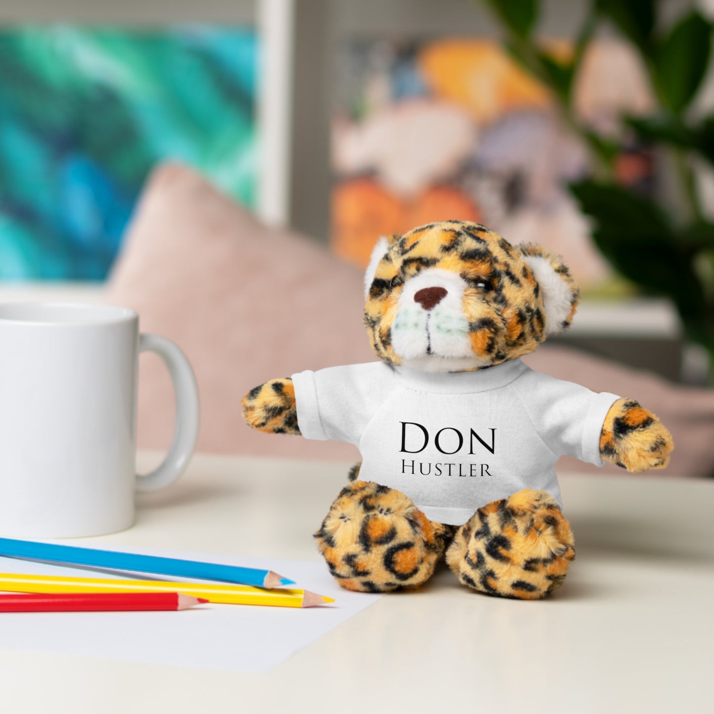 Don Hustler Stuffed Animal with Tee, Custom Teddy Bear Gift, Cute Plush Toy for Kids, Unique Birthday Present, Huggable Keepsake