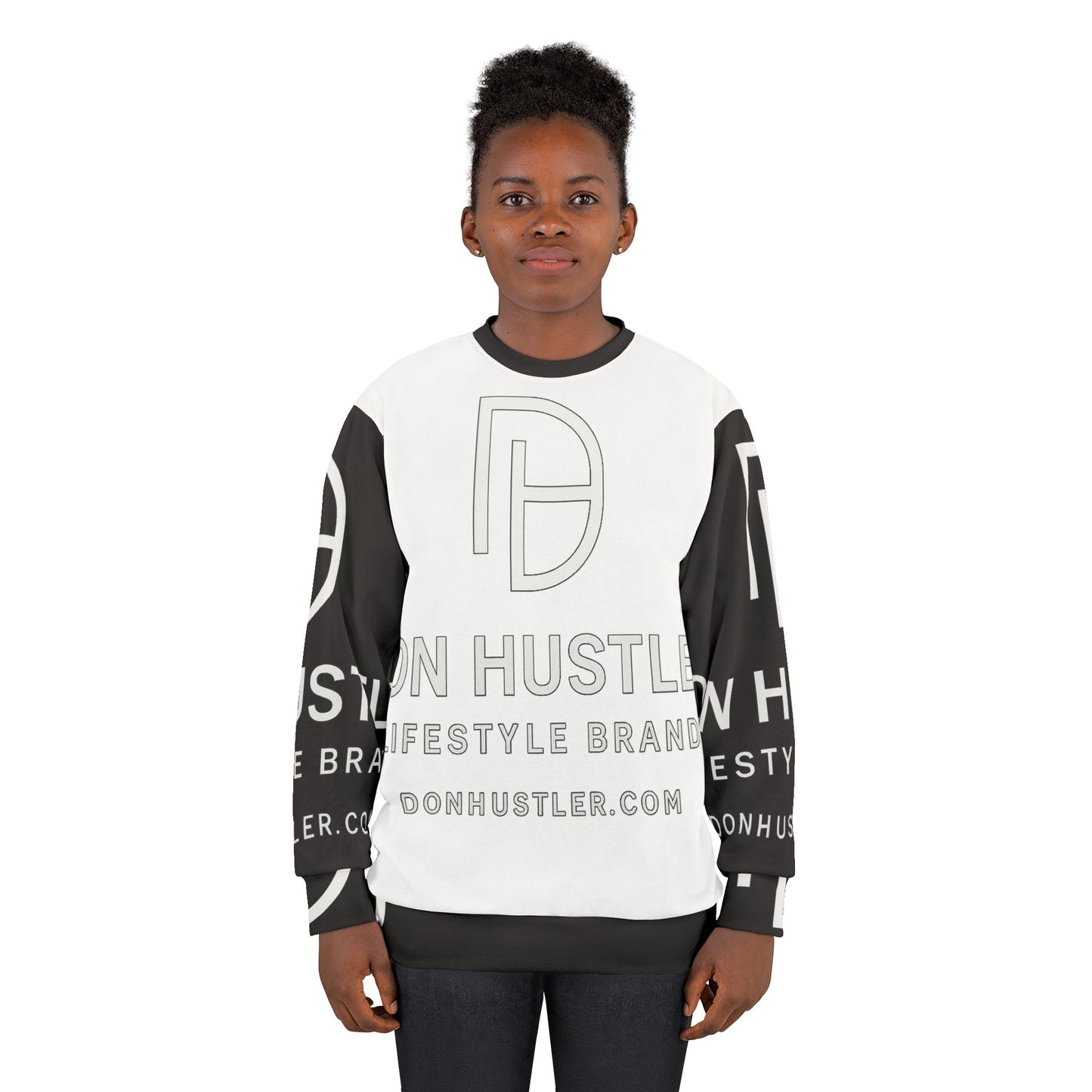 of Don Hustler Unisex Sweatshirt - Trendy Newspaper Print Design, Cozy Fashion, Perfect Gift, Streetwear, Casual Attire, Unique Style