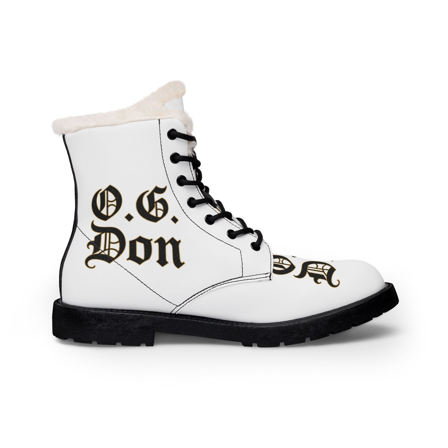 Fur-Lined Leather Boots — "O.G. Don" Gothic Script Men’s Winter Boot