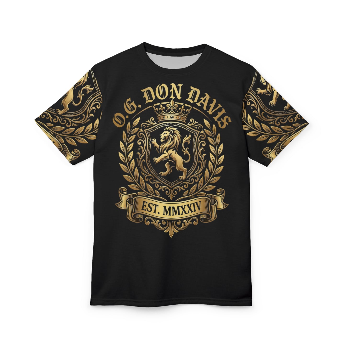 Crested Lion Tee — “O.G. Don Davis” Gold Heraldry T-Shirt