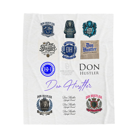 Velveteen Plush Blanket — 'Don Hustler' Logo Fleece Throw | Cozy Branded Luxe Throw for Home & Gifts