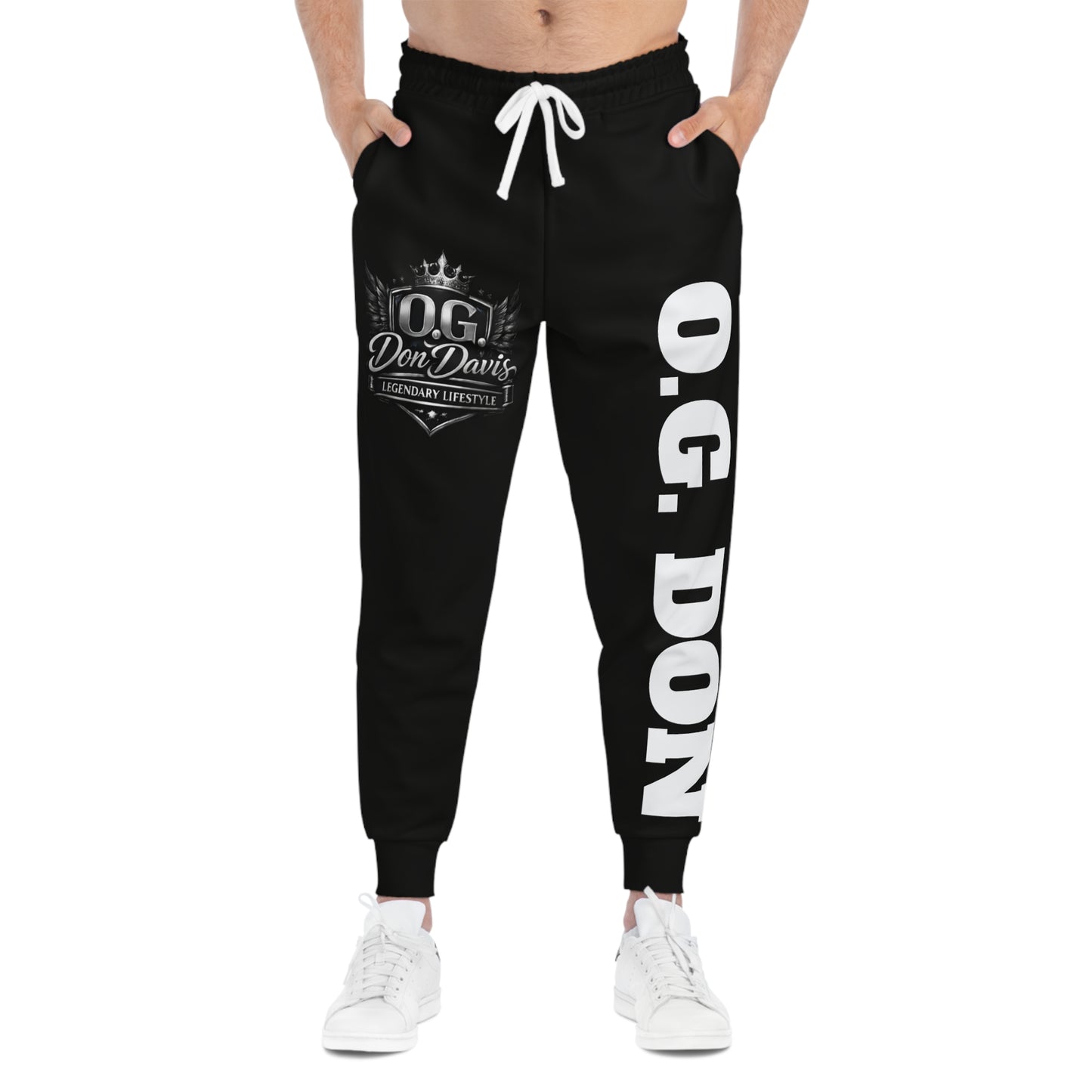 OG Don Athletic Joggers — Black Graphic Joggers with 'O.G. Don' Chest Crest