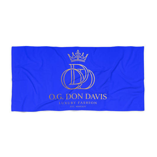 Luxury Monogram Beach Towel — "O.G. Don Davis" Blue Designer Logo