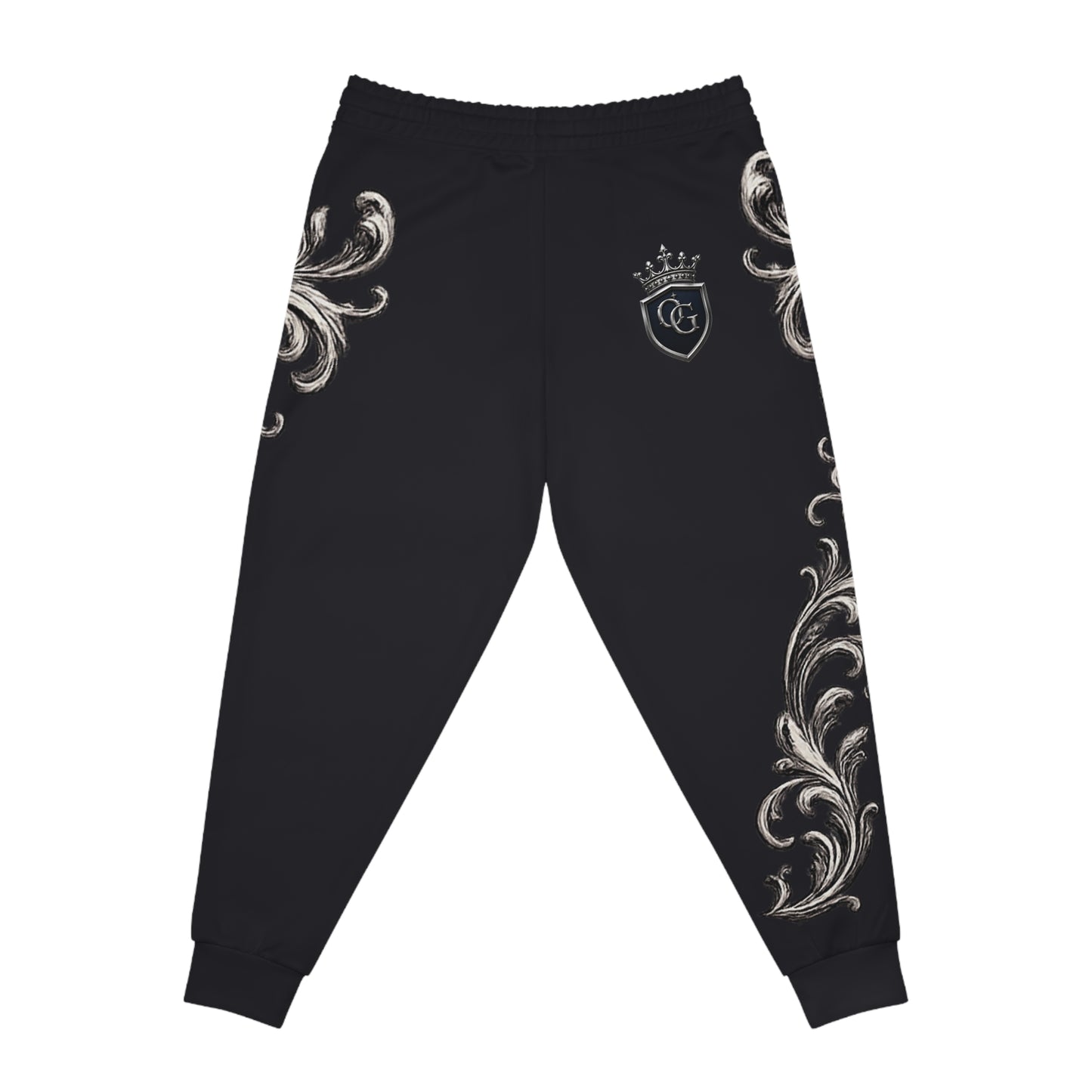 O.G. Don Davis Crest Joggers — Athletic Sweatpants with Ornate Scroll Design