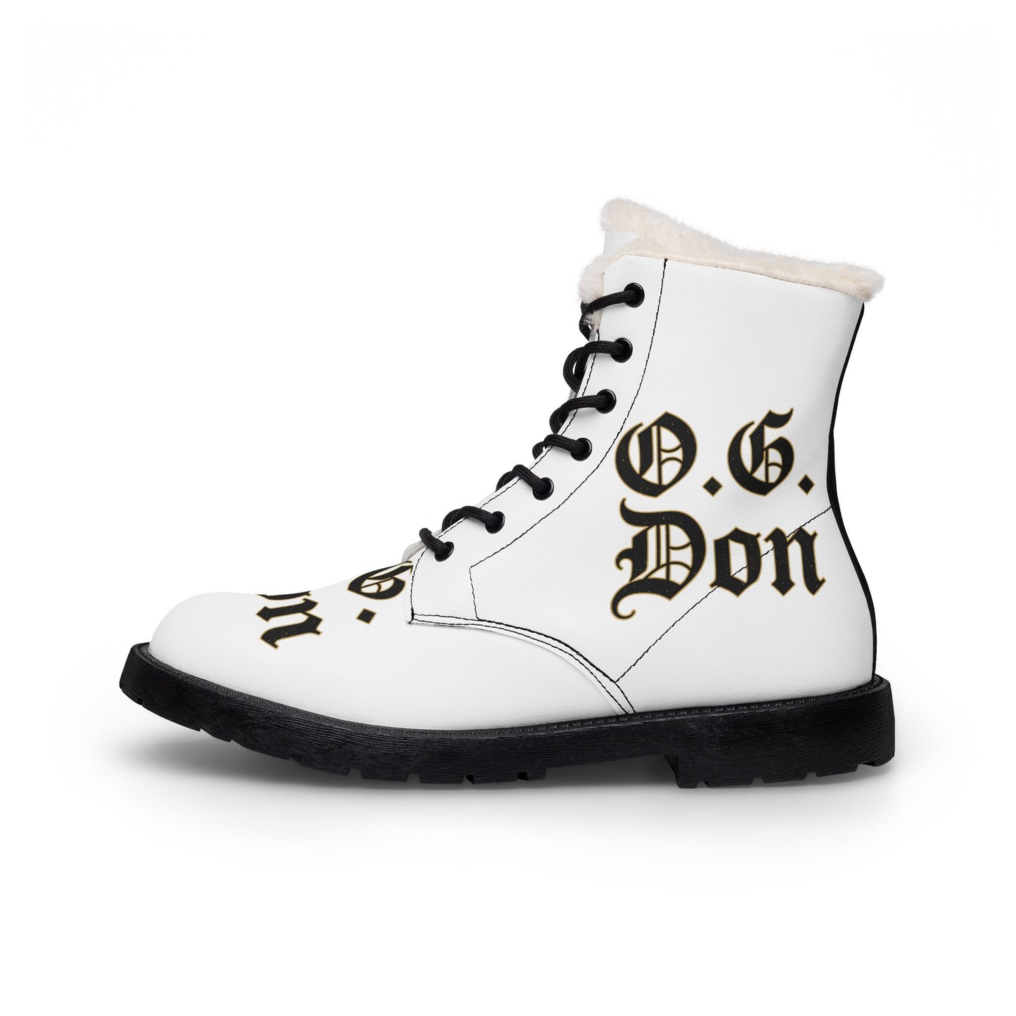 Fur-Lined Leather Boots — "O.G. Don" Gothic Script Men’s Winter Boot