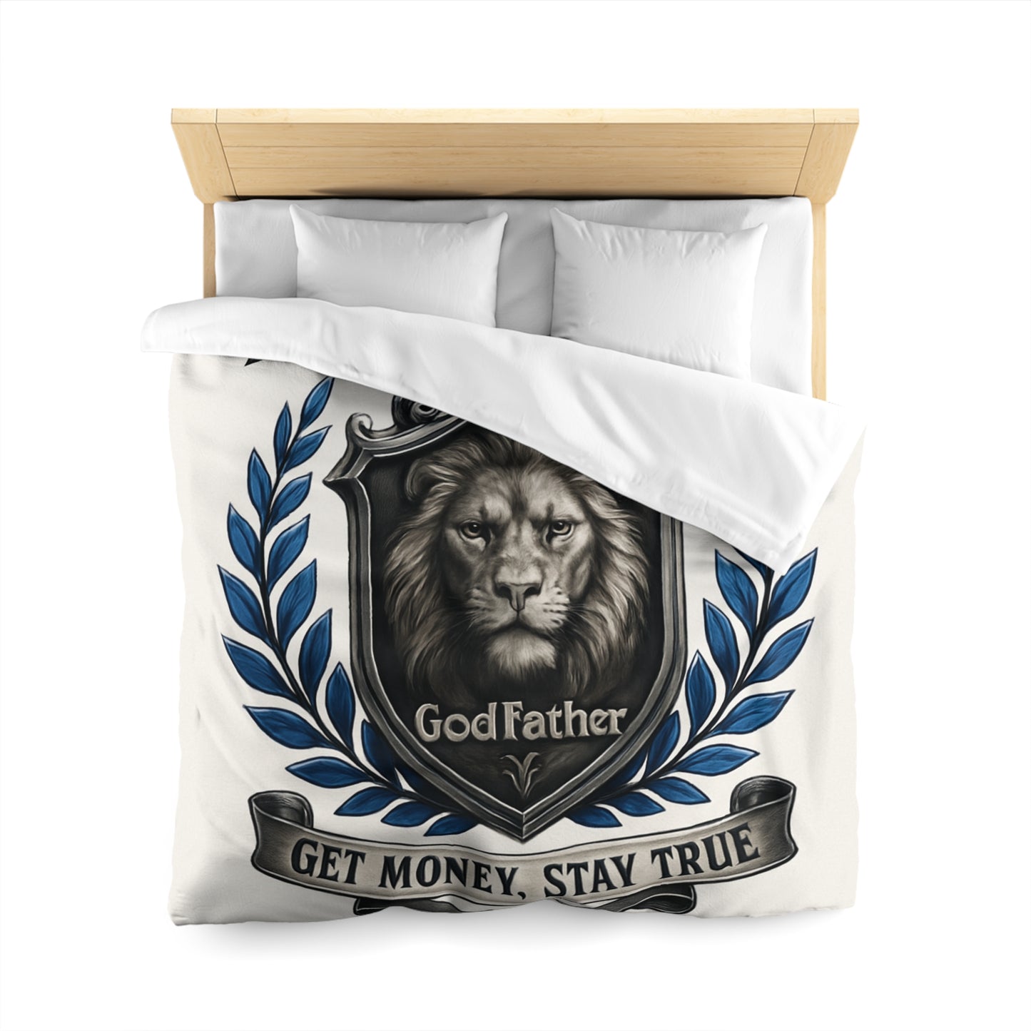 "Don Hustler" Duvet Cover Lion Crest Godfather Design: "Get Money, Stay True"
