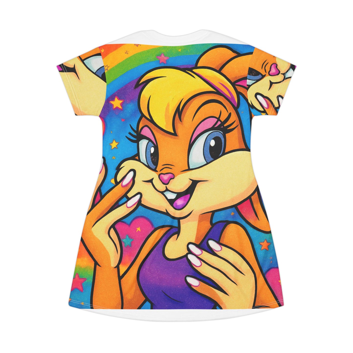 Vibrant Cartoon-Themed T-Shirt Dress, Playful Dress for Kids, Colorful Comfort Wear, Perfect for Summer Fun, Gift for Young Dreamers