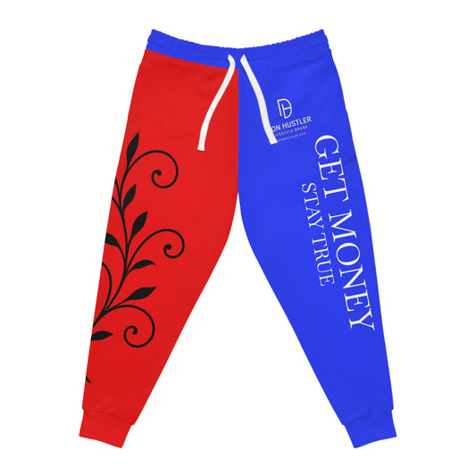 Don Hustler RED AND BLUE Joggers — Athletic Streetwear Sweatpants