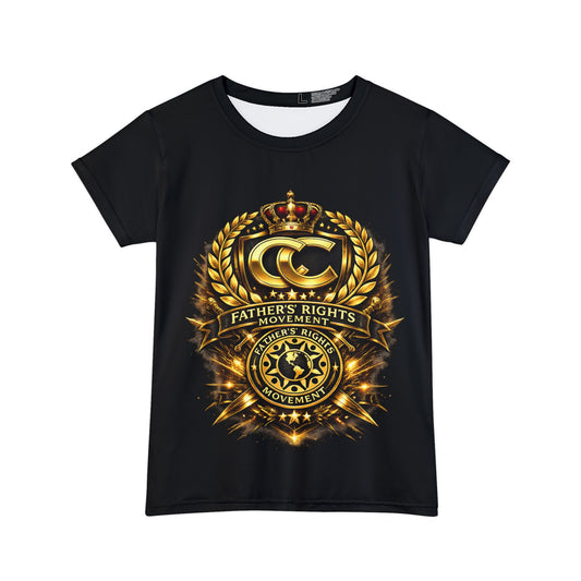 Father's Rights Movement Women's Short Sleeve Shirt — Personalized Mila Lee Kenney, Gold Emblem Tee