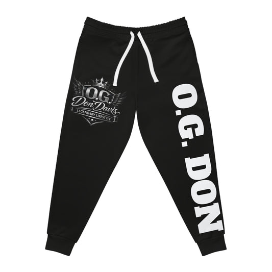 OG Don Athletic Joggers — Black Graphic Joggers with 'O.G. Don' Chest Crest