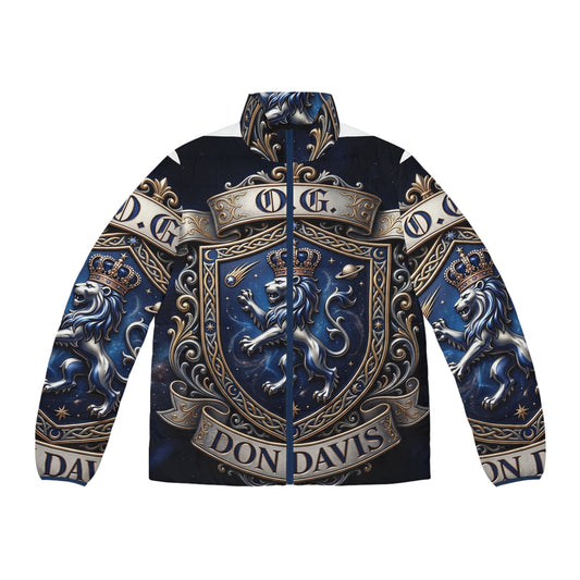 Crested Puffer Jacket — 'O.G. Don Davis' Heraldic Lion Design