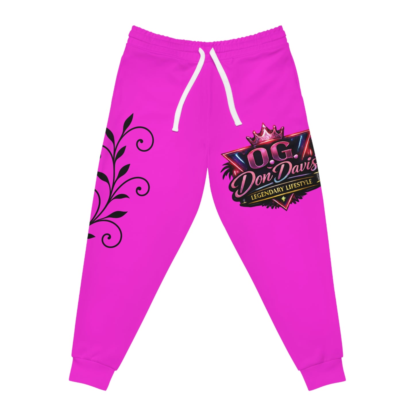 O.G. Don Davis Pink Crest Athletic Joggers —Pink Branded Streetwear Sweatpants