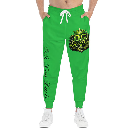O.G. Don Davis GreenCrest Athletic Joggers —Green Branded Streetwear Sweatpants