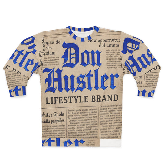 Don Hustler Unisex Sweatshirt - Trendy Newspaper Print Design, Cozy Fashion, Perfect Gift, Streetwear, Casual Attire, Unique Style