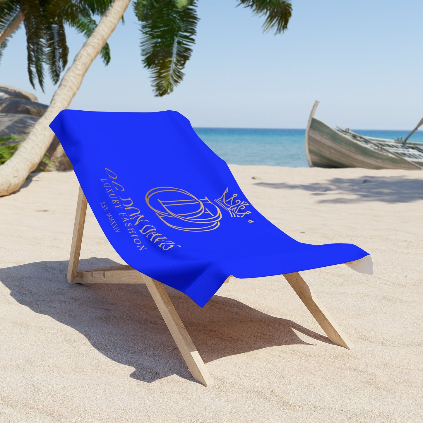 Luxury Monogram Beach Towel — "O.G. Don Davis" Blue Designer Logo
