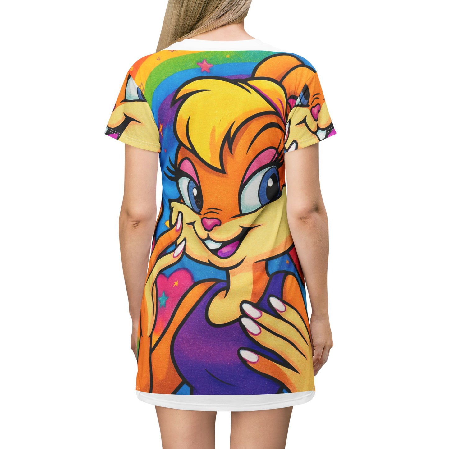 Vibrant Cartoon-Themed T-Shirt Dress, Playful Dress for Kids, Colorful Comfort Wear, Perfect for Summer Fun, Gift for Young Dreamers