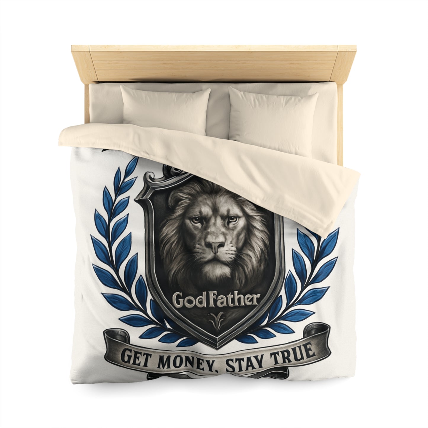 "Don Hustler" Duvet Cover Lion Crest Godfather Design: "Get Money, Stay True"