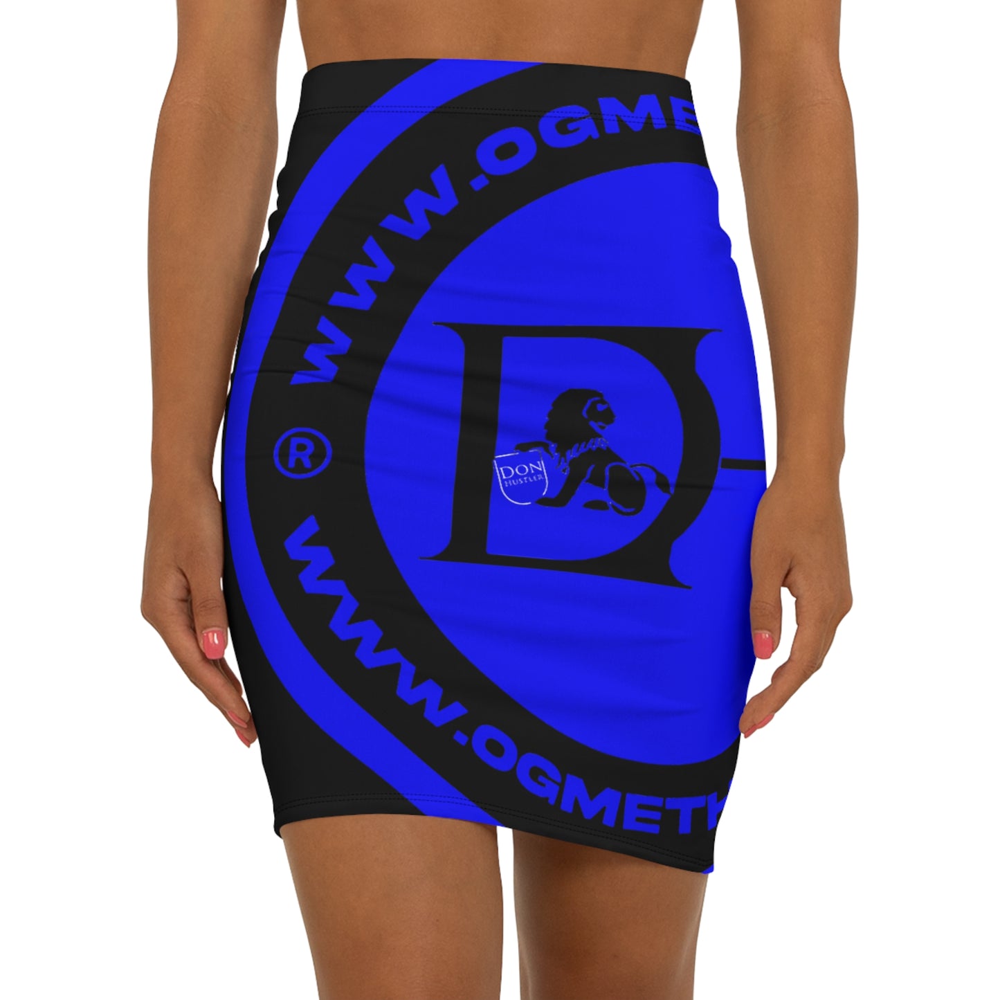 Don Hustler Women's Mid-Waist Pencil Skirt, Trendy AOP Skirt for Casual Wear, Office Attire, Fashion Statement, Vibrant Blue Design, [...]