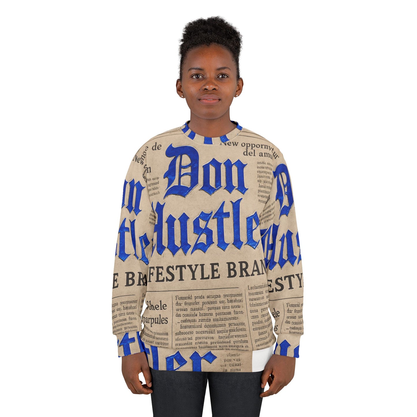 Don Hustler Unisex Sweatshirt - Trendy Newspaper Print Design, Cozy Fashion, Perfect Gift, Streetwear, Casual Attire, Unique Style