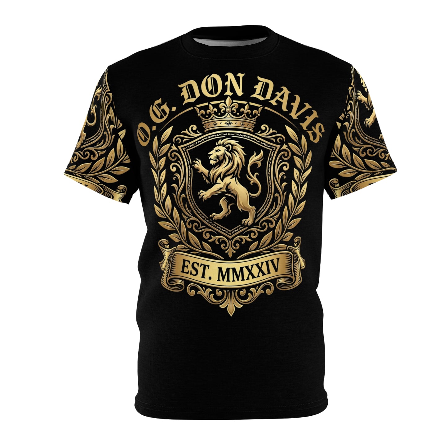 Crested Lion Tee — “O.G. Don Davis” Gold Heraldry T-Shirt