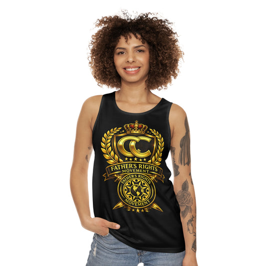 Father's Rights Movement Tank Top — "Save The Children" Gold Crest AOP