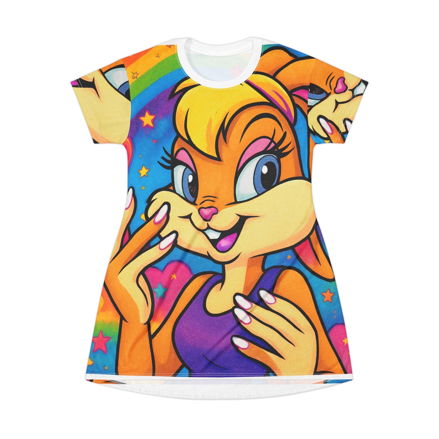 Vibrant Cartoon-Themed T-Shirt Dress, Playful Dress for Kids, Colorful Comfort Wear, Perfect for Summer Fun, Gift for Young Dreamers