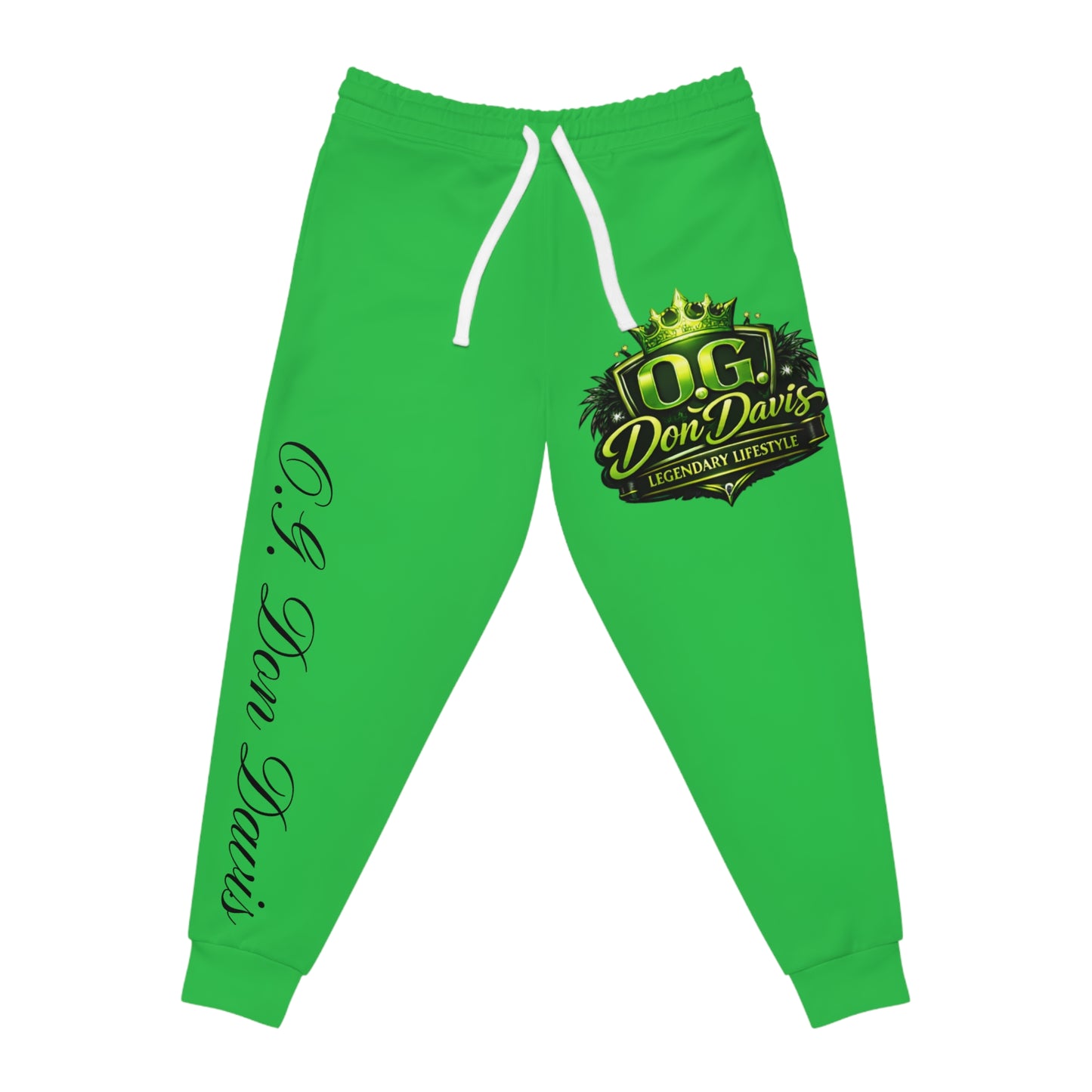 O.G. Don Davis GreenCrest Athletic Joggers —Green Branded Streetwear Sweatpants
