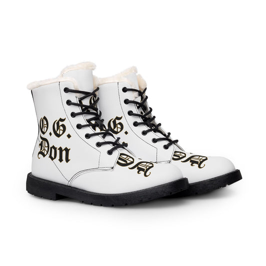 Fur-Lined Leather Boots — "O.G. Don" Gothic Script Men’s Winter Boot