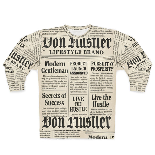 Don Hustler Vintage Newspaper Print Sweatshirt, Cozy Layer, Gift for Entrepreneurs, Stylish Casual Wear, Perfect for Any Occasion